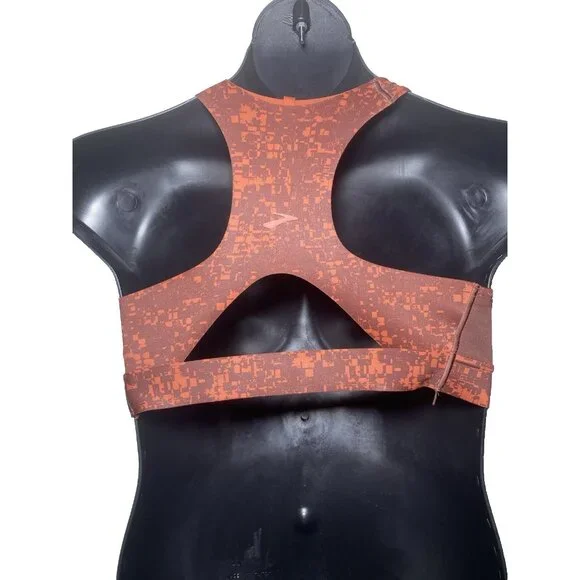 Brooks NWT 32C/D Drive 3 Pocket Run Bra Glitch Print Copper Compression Wicking - Picture 2 of 10